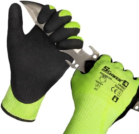 Schwer 24 Pairs A7 Cut Resistant Work Gloves, Touchscreen, CR3027, L
