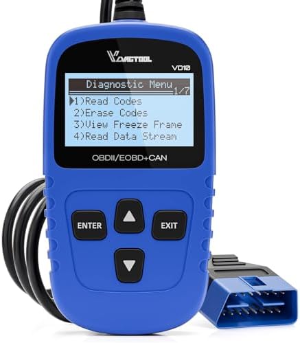 VDIAGTOOL VD10 OBD2 Scanner Code Reader Car Diagnostic Tool Engine Fault Code Reader for Turn Off CEL with Freeze Frame/I/M Readiness for All OBDII Protocol Cars, OBD2 Scanner Diagnostic Tool