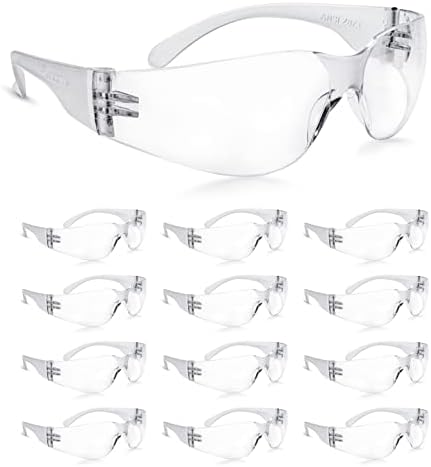 amoolo Clear Safety Glasses, ANSI Z87.1 Impact Resistant, 48 Pack, Adult