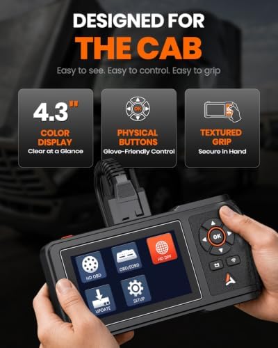ANCEL HD431 Heavy Duty Truck Scanner, DPF Regen & Forced Reset for Paccar & Detroit Engines, Full System Diagnostics Diesel Code Reader, Professional OBD2/HDOBD Mechanic Tool for Commercial Vehicles
