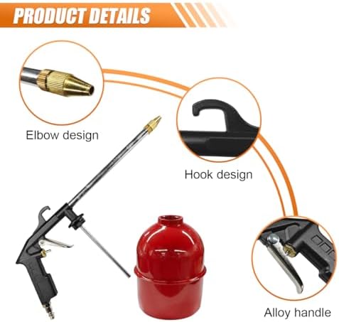 Car Air Engine Cleaning Spray Gun, High-Pressure Air Nozzle Blow Gun with 1-Liter Metal Jug, Pneumatic Dust Cleaner Sprayer Tool, Siphon Vehicle Engine Bay Wash Spray Kit(Red)