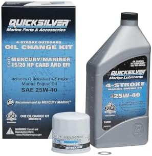 Quicksilver 4-Stroke Oil Change Kit – for Mercury Outboard Engines – 15, 20, 25, 30, 40, 50, 60, 75, 90, 115, 150, 175, 200, 225, 250, 300, 350, 400 HP