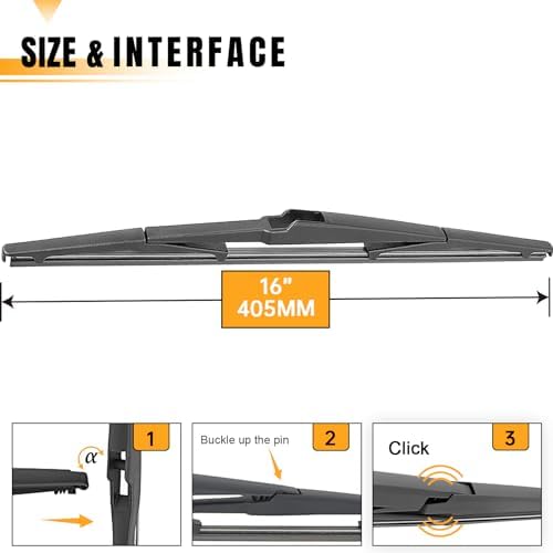 AUTOBOO 16" Rear Wiper Blade Replacement for Toyota Prius 2004–2022 Sienna