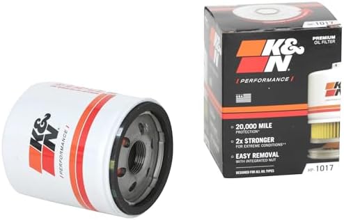 K&N Oil Filter: 20,000 Mile Engine Protection with Wrench Off Nut, HP-1017