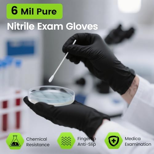 TREEGO Black Nitrile Gloves Small, 6 Mil Disposable Gloves, 1000 Count