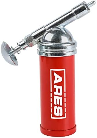 ARES 53010 – 3-Ounce Push-Type Mini Grease Gun - Needle Nozzle Easily Greases Small Fittings – One-Handed Operation - 3000 PSI Working Pressure