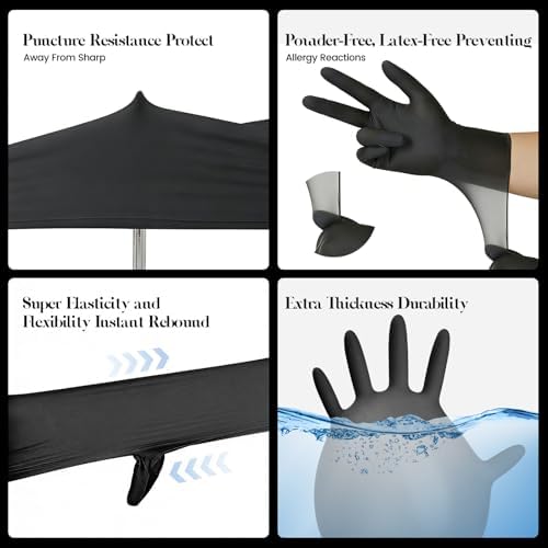 Kids Disposable Gloves, 5-Mil Safe Black Nitrile, Small, 50Ct