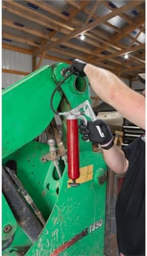 Alemite 555-E Professional Series Grease Gun, Dual Leverage Feature, 18" Flexible Hose, 7,500 psi Pressure, Quick Priming, Ergonomic Cast Handle, Universal Follower, Durable Coupler, Bleeder Valve