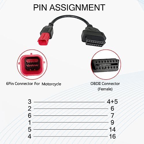 6 Pin OBD2 Adapter Cable for Guzzi Kawasaki Yamaha Honda Motorcycle