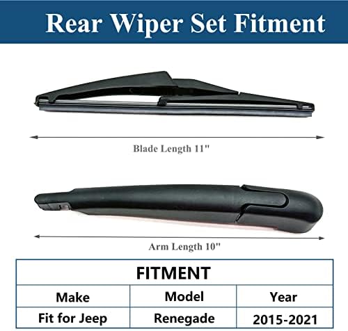 Rear Windshield Wiper Arm with Wiper Blade for Jeep Renegade 2015-2021 Rear Windshield Back Wiper Arm Blade Replacement OEM # 68256590AA
