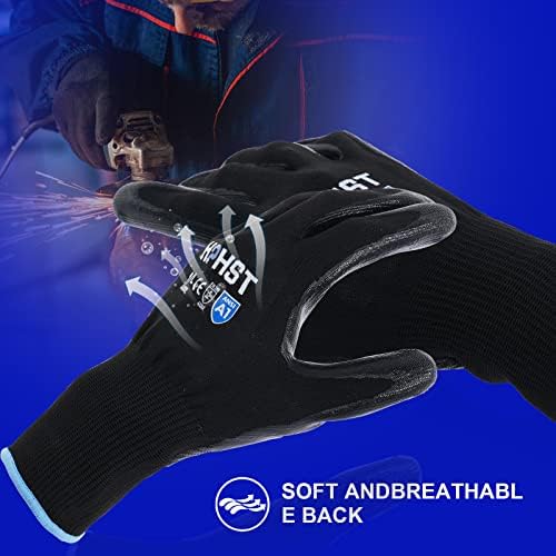 Work Gloves for Men-12 Pairs, Nitrile Coated Work Gloves with Grip, Touchscreen & Oil Resistant Gloves