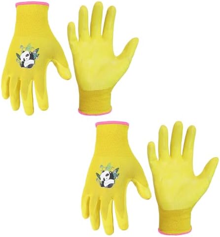 HANDLANDY 2 Pairs Kids Gardening Gloves, Grippy Kids Work Gloves, S