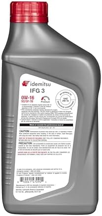Idemitsu IFG3 0W-16 SP/GF-7B Full Synthetic Motor Oil – 1 Qt, Case of 12