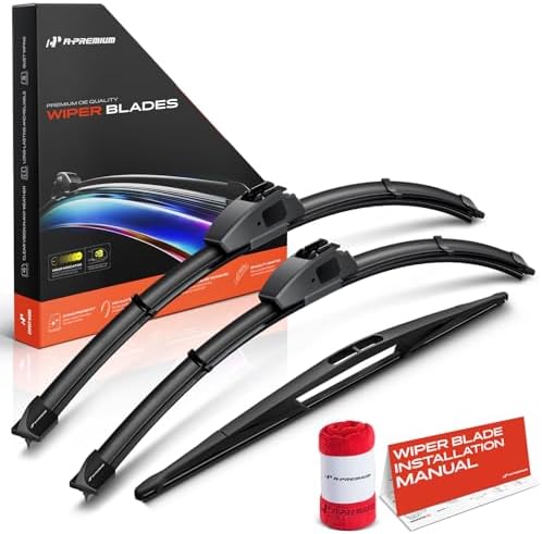 A-Premium 22"+22"+16" Windshield Wiper Blades with Wear Indicator & Towel