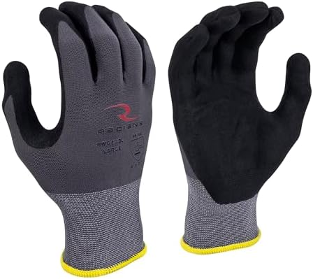 Radians Unisex Industrial Work Glove - Construction: Nylon Shell with Foam Nitrile Palm Dip - Gray - Standard Size M