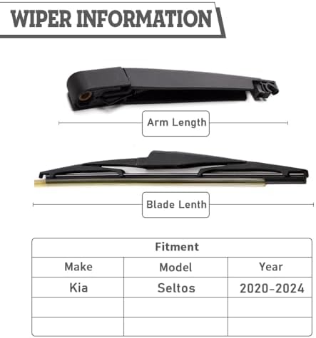Rear Windshield Wiper Arm & Blade Assembly for Kia Seltos 2019-2024