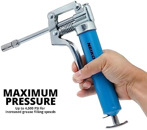Neiko 12012A Mini Grease Gun, Heavy Duty Pistol Grip Greaser, 4500 PSI, Mini 3oz Grease Cartridges for Grease Gun, Grease Gun with Zerk Fitting, 5.75” Straight Extension, Small Grease Gun Kit