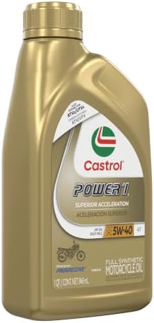 Castrol Power1 4T 5W-40 Full Synthetic Motorcycle Oil, 1 Quart, Pack of 6