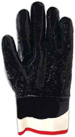 SHOWA 7166R Fully Coated Nitrile General Purpose Work Glove with Cotton Jersey Liner, Chemical & Oil Safety Protective Gear, Waterproof Gloves with Rough Grip, Large, 12-Pack