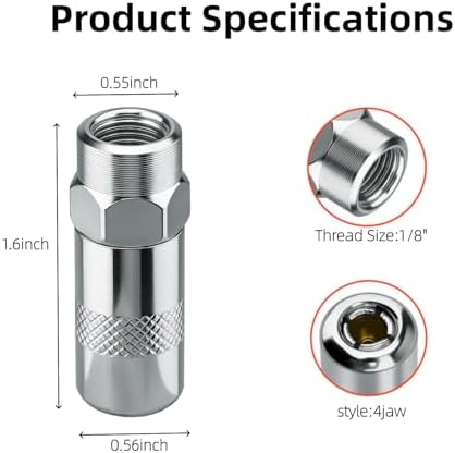 8PCS Heavy Duty Grease Gun Coupler Fittings and Tips Set 1/8" NPT