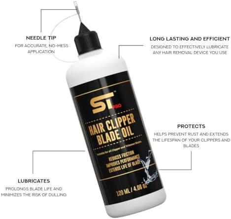 Supreme Trimmer Premium Hair Clipper Blade Lubricating Oil w/Needle Applicator | 120ML Anti-Rust Barber Clipper Oil for Blades, Hair Trimmer | STO120
