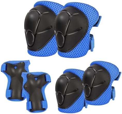 Protective Gear Set, Knee Pads for Kids 3-10 Years Old, Toddler Elbow Pads, Wrist Guards, Skating Cycling Bike Rollerblading Scooter (Blue, Small（3-8years)