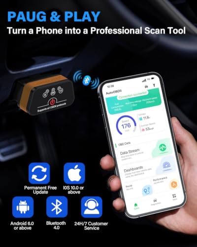 Bluetooth OBD2 Scanner Wireless Car Diagnostic Tool for iOS & Android