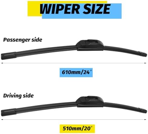 24"+20" Windshield Wiper Blade Replacement Kit for 2010-2020 4Runner, 2007-2011 Camry - OEM Quality All Season Windshield Wiper U/J Hook (Set of 2)
