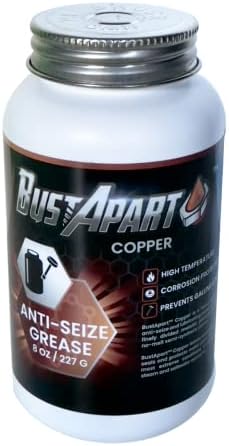 Copper Anti Seize Lubricant Grease for Brake Pins, Cams, Spark Plugs, Thread Compound, Bolt Screw Lube, High Temp Automotive Never Seize Paste, 8 Oz Brushtop BustApart