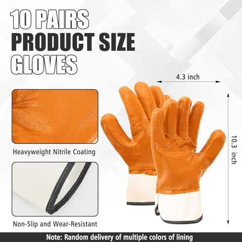 Teenyyou 5/10/15/20/25 Pair Nitrile Coated Oil Work Gloves