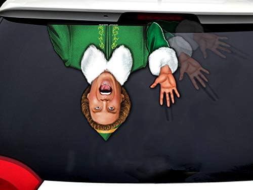 Jolly Elf Waving Arm Wiper Blade Decal for Christmas and Winter. WiperTags Attach to Rear Vehicle Wiper Blades and Waves When the Wiper is Turned on. Made in USA.