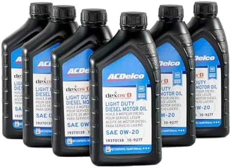 ACDelco GM Original Equipment 10-9277 (19370138) dexosD™ 0W-20 Diesel Motor Oil - 1 qt (Pack of 6)