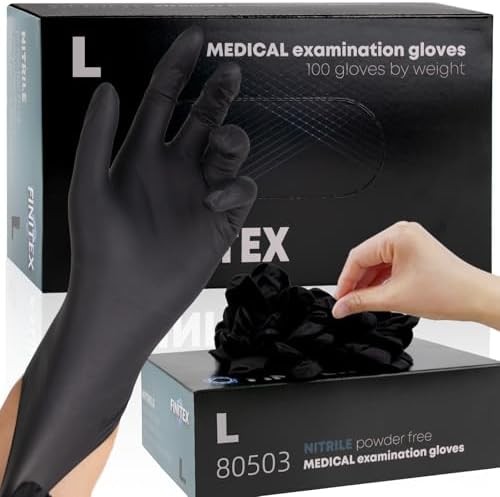 FINITEX Black Nitrile Disposable Gloves 5mil Medical Exam 100PCS,L