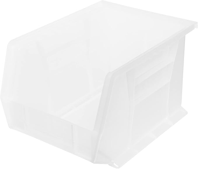 Akro-Mils 30239 AkroBins Plastic Storage Bins, Space-Saving Stackable Bins for Garage, Pantry, Craft Organization, 11-" x 8-" x 7-", Clear, 6-Pack