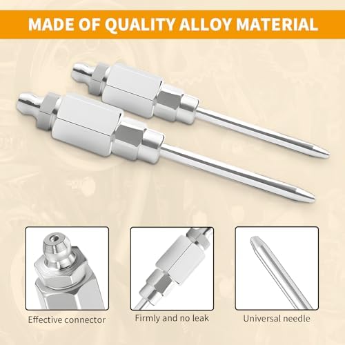6PCS Grease Gun Tips, Contain 4PCS 1/8 Inch NPT Threads 18G Grease Gun Needle Tips and 2PCS Narrow Grease Needle Dispenser for Lubricating, Used in Narrow Space & Deep Hole Metal