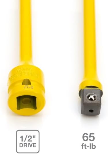 Steelman 1/2-Inch Drive 65 ft-lb Torque Extension for Impact Wrench, 8-inch Extension, Corrosion-Resistant Powder-Coated Steel, Yellow (Case of 6)
