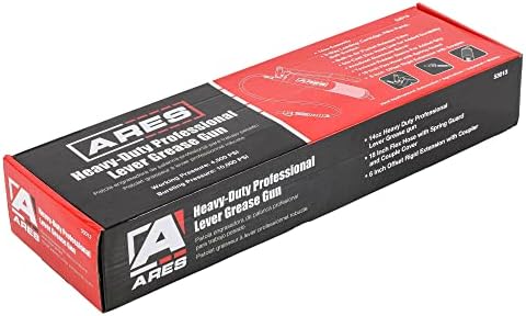 ARES 53013 – Professional Lever Action Grease Gun - 400cc Bulk and 14 Ounce Cartridge Loading - 4500 PSI Working Pressure Rating – 18-Inch Flex Hose and 6-Inch Offset Extension