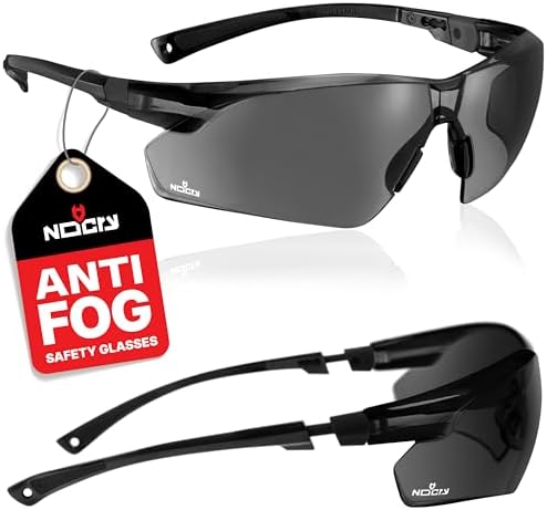 NoCry Anti-Fog Safety Sunglasses for Men with Scratch Resistant Lenses — Tinted Safety Glasses with 100% UV Protection — ANSI Z87.1 Work Sunglasses for Men with Adjustable Temples & Nose Pad (10 pack)