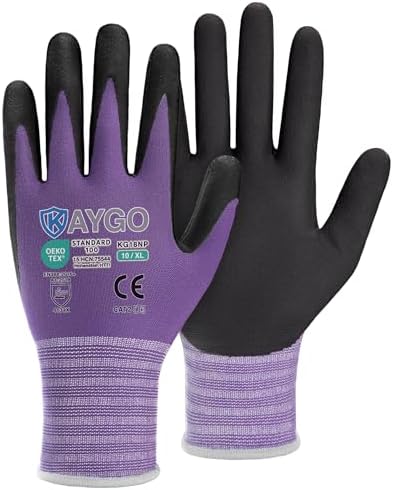 KAYGO Safety Work Gloves, MicroFoam Nitrile Coated, Men Women,KG18N