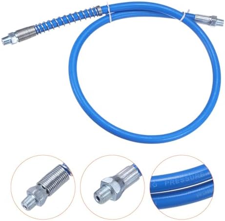 HARFINGTON Grease Gun Hose 31.5" 10000 PSI Spring Flex High Pressure Quick Release Grease Replacement with Coupler 1/8" NPT Threads for Grease Gun, Blue