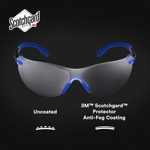 3M Safety Glasses, Solus 1000, Scotchgard Clear Lens, Blue/Black Frame