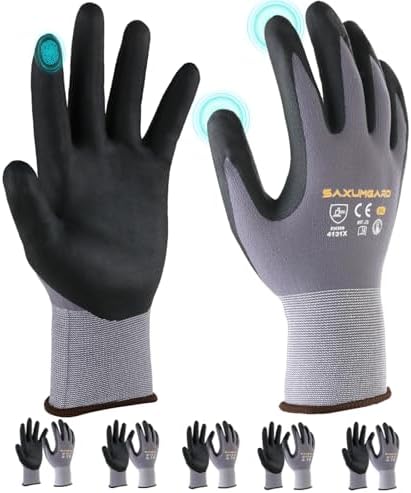 Microfoam Nitrile Coated Work Gloves Men, 5/10 Pairs