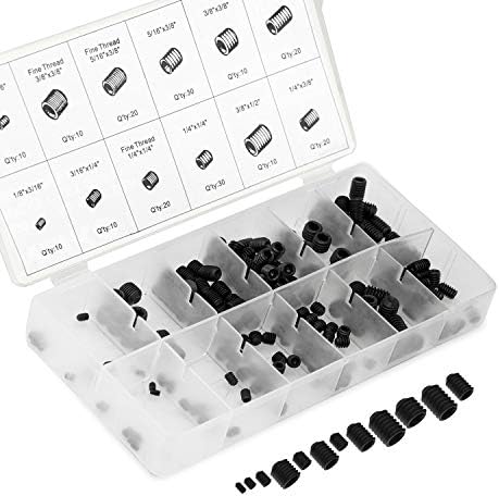 NEIKO 50484A Internal Hex Allen Set Screw Assortment Kit, Coarse and Fine Thread Screws with Full-Steel Construction, 200-Piece Set