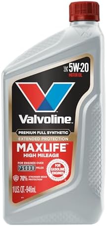 Valvoline Extended Protection High Mileage with Ultra MaxLife Technology 5W-20 Full Synthetic Motor Oil 1 QT, Case of 6