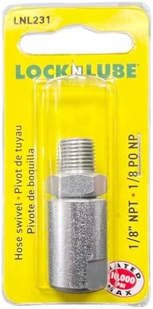 LockNLube LNL231 1/8" NPT In-Line Grease Hose Swivel - Fits all brands of manual grease gun