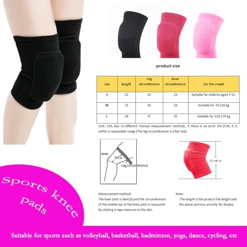 Anti slip sponge, soft and breathable men's, women's, girls', and children's red knee pads suitable for sports scenes such as volleyball, football, dance, yoga, wrestling, running, cycling, etc (red, Large)