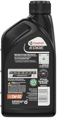 Castrol EDGE 5W-50 Advanced Full Synthetic Motor Oil, 1 Quart, Pack of 6