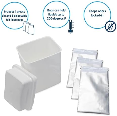 Camco Cooking Grease Storage Bin | Help Stop RV and Marine Kitchen Drains from Getting Clogged | Foil Liners Hold Liquid Up to 200-Degrees Fahrenheit (42281)