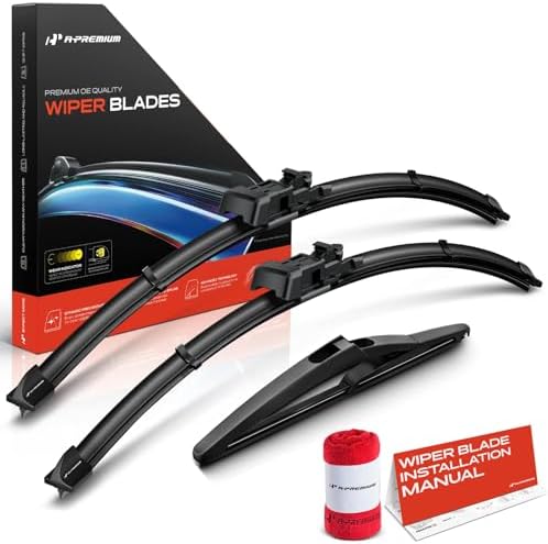 A-Premium 19"+20"+10" Windshield Wiper Blades with Wear Indicator & Towel