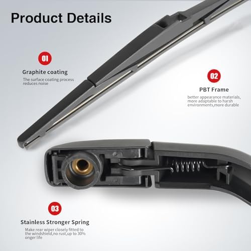 Replacement for Scion XB 2008-2015 XA 2004-2006, Toyota Yaris 2007-2016 Rear Windshield Wiper Arm Blade Set - OTUAYAUTO Factory OEM 8524212110